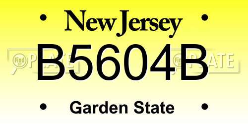 B5604B New Jersey License Plate