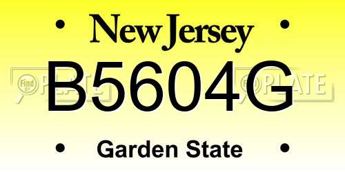 B5604G New Jersey License Plate