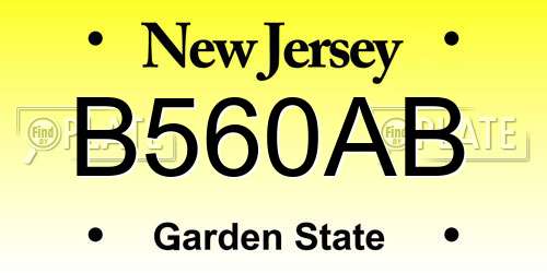 B560AB New Jersey License Plate