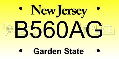 B560AG New Jersey License Plate