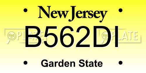 B562DI New Jersey License Plate
