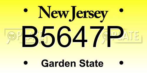 B5647P New Jersey License Plate