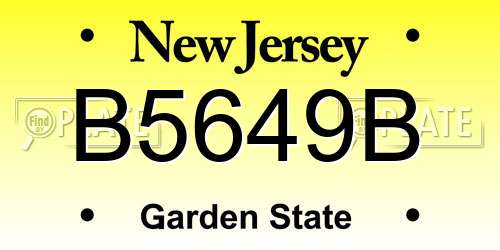 B5649B New Jersey License Plate