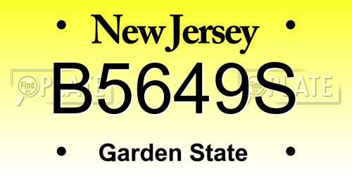 B5649S New Jersey License Plate