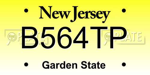 B564TP New Jersey License Plate