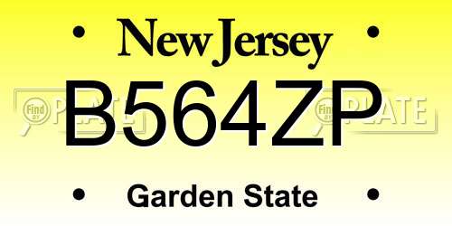B564ZP New Jersey License Plate