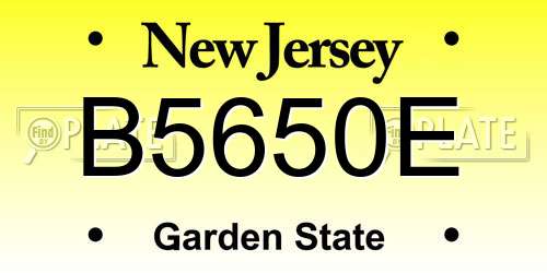 B5650E New Jersey License Plate