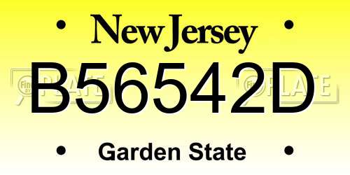 B56542D New Jersey License Plate