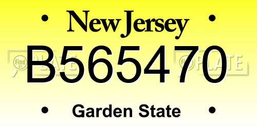 B565470 New Jersey License Plate