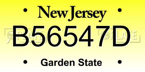 B56547D New Jersey License Plate