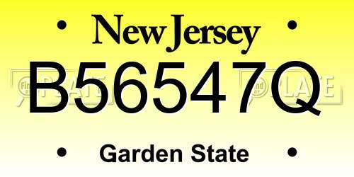 B56547Q New Jersey License Plate