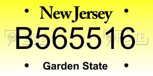 B565516 New Jersey License Plate
