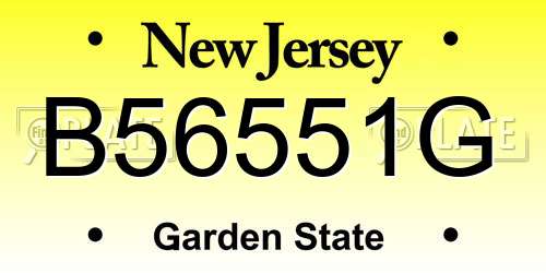 B56551G New Jersey License Plate