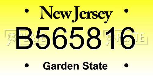 B565816 New Jersey License Plate