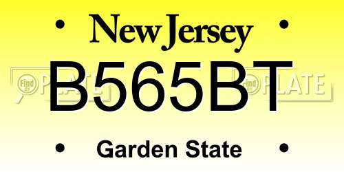 B565BT New Jersey License Plate