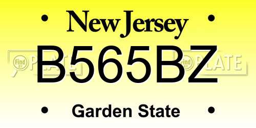 B565BZ New Jersey License Plate