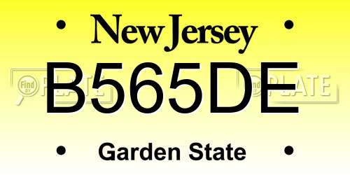 B565DE New Jersey License Plate