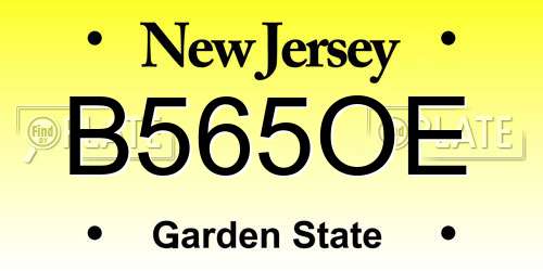B565OE New Jersey License Plate
