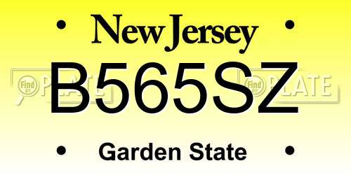 B565SZ New Jersey License Plate