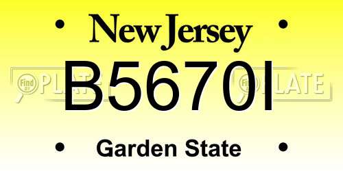 B5670I New Jersey License Plate