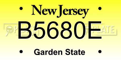 B5680E New Jersey License Plate