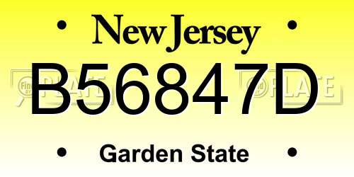 B56847D New Jersey License Plate