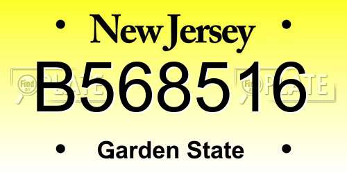 B568516 New Jersey License Plate