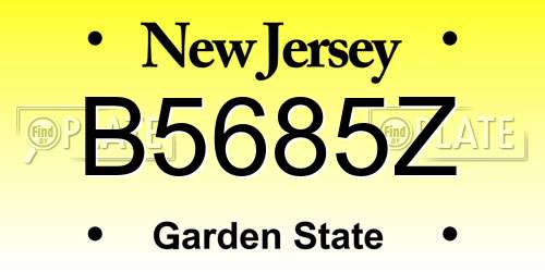 B5685Z New Jersey License Plate