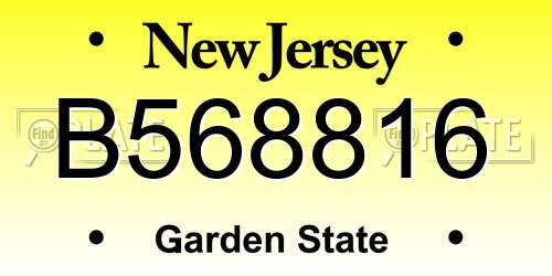 B568816 New Jersey License Plate