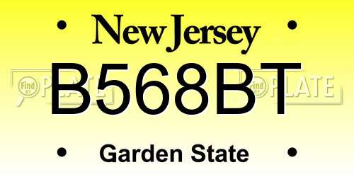 B568BT New Jersey License Plate