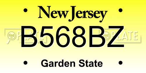 B568BZ New Jersey License Plate