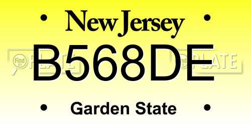 B568DE New Jersey License Plate