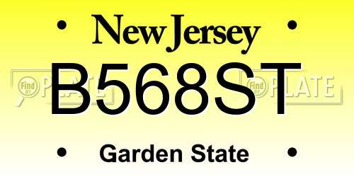 B568ST New Jersey License Plate
