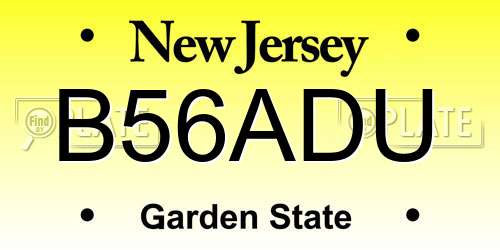 B56ADU New Jersey License Plate