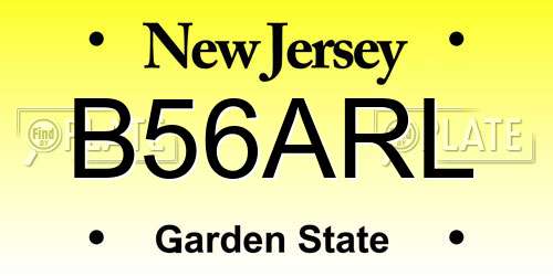 B56ARL New Jersey License Plate