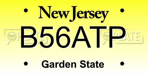 B56ATP New Jersey License Plate