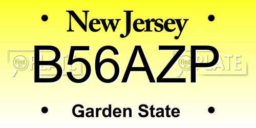 B56AZP New Jersey License Plate