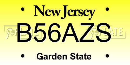 B56AZS New Jersey License Plate