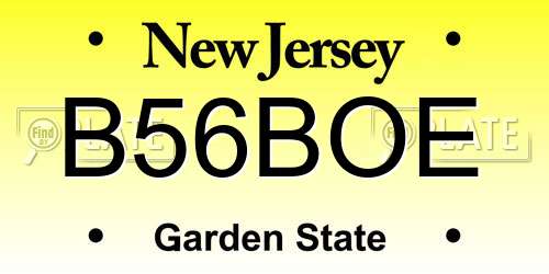 B56BOE New Jersey License Plate