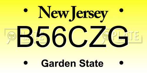 B56CZG New Jersey License Plate