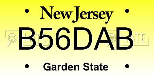 B56DAB New Jersey License Plate
