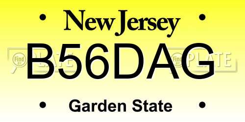 B56DAG New Jersey License Plate