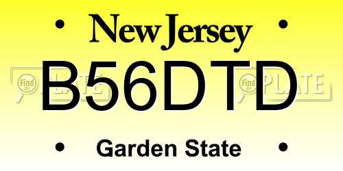 B56DTD New Jersey License Plate