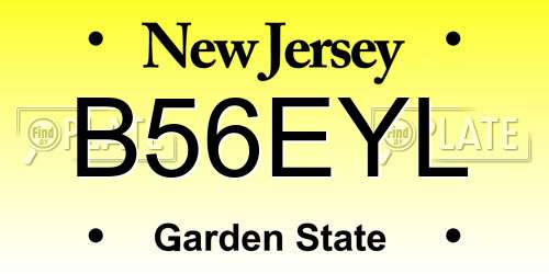 B56EYL New Jersey License Plate