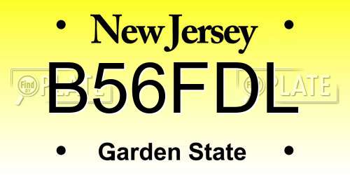 B56FDL New Jersey License Plate