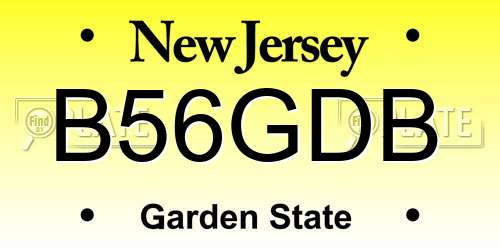 B56GDB New Jersey License Plate