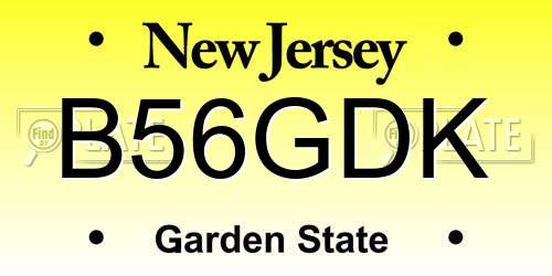 B56GDK New Jersey License Plate