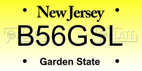 B56GSL New Jersey License Plate
