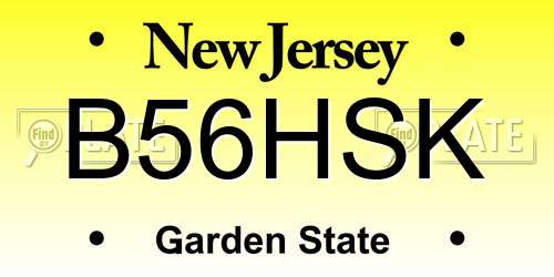 B56HSK New Jersey License Plate