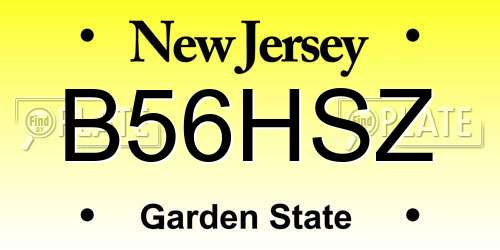 B56HSZ New Jersey License Plate